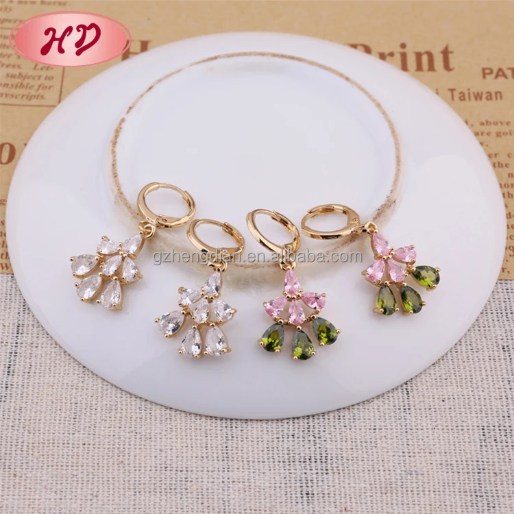 New Models Crystal Hanging Design Muslim Jewelry Gold Earring for Party Girls