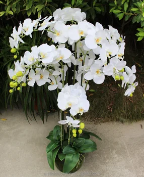 Artificial big butterfly flowers orchid bonsai with pot for decoration butterfly flowers artificial