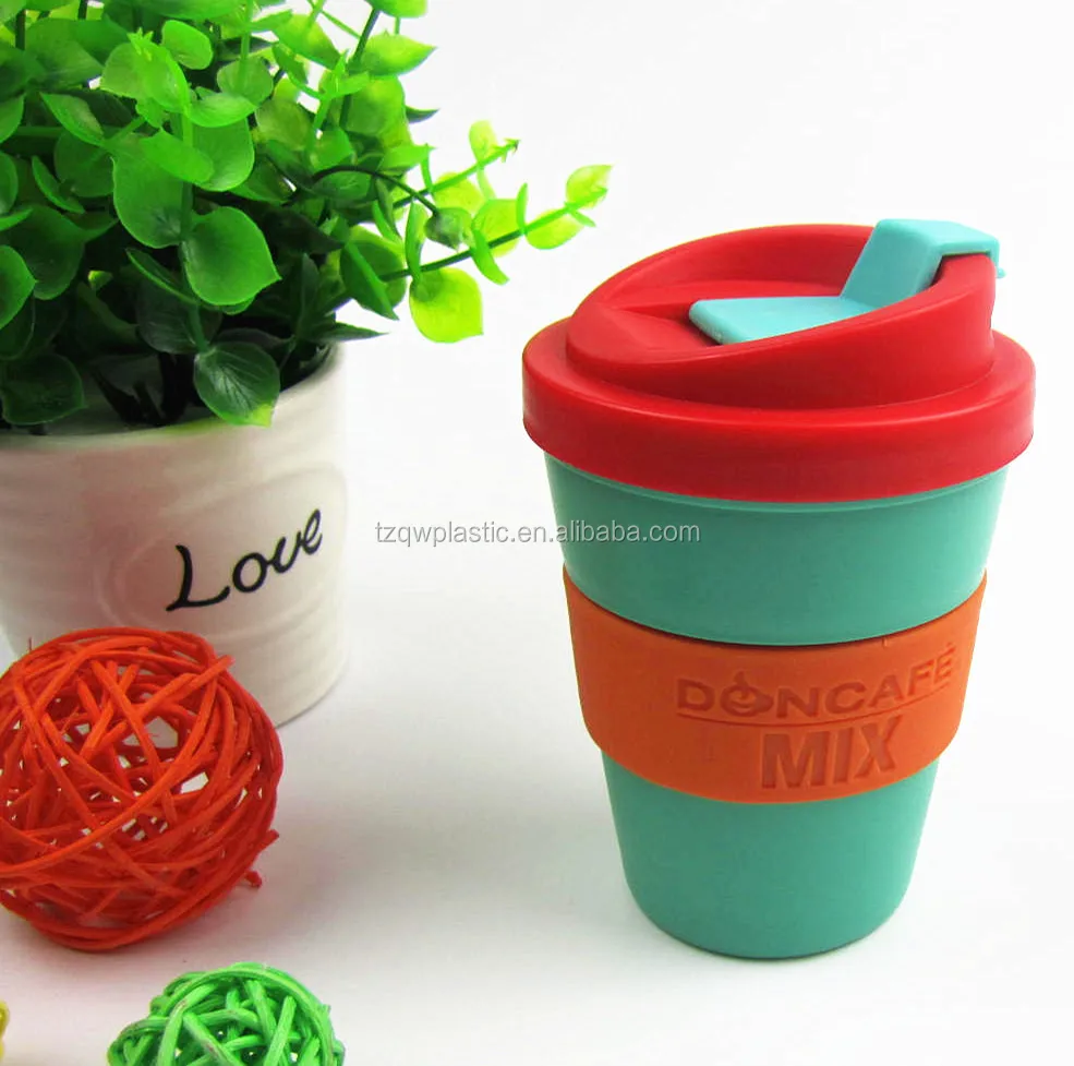 Многоразовая цветная силиконовая пластиковая кофейная кружка 8 унций