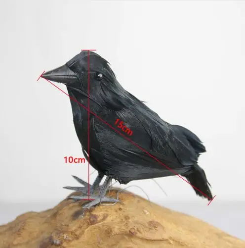 Artificial Crow Bird Crafts Realistic Party Halloween Art Feather Prop Raven