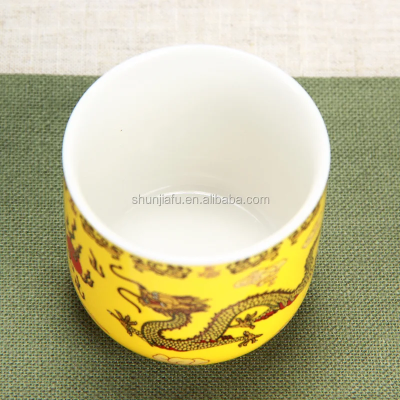 Golden Dragon Red Glaze Ceramic Teapot and Ceramic Cups Assemblage Ceramic Tea Sets