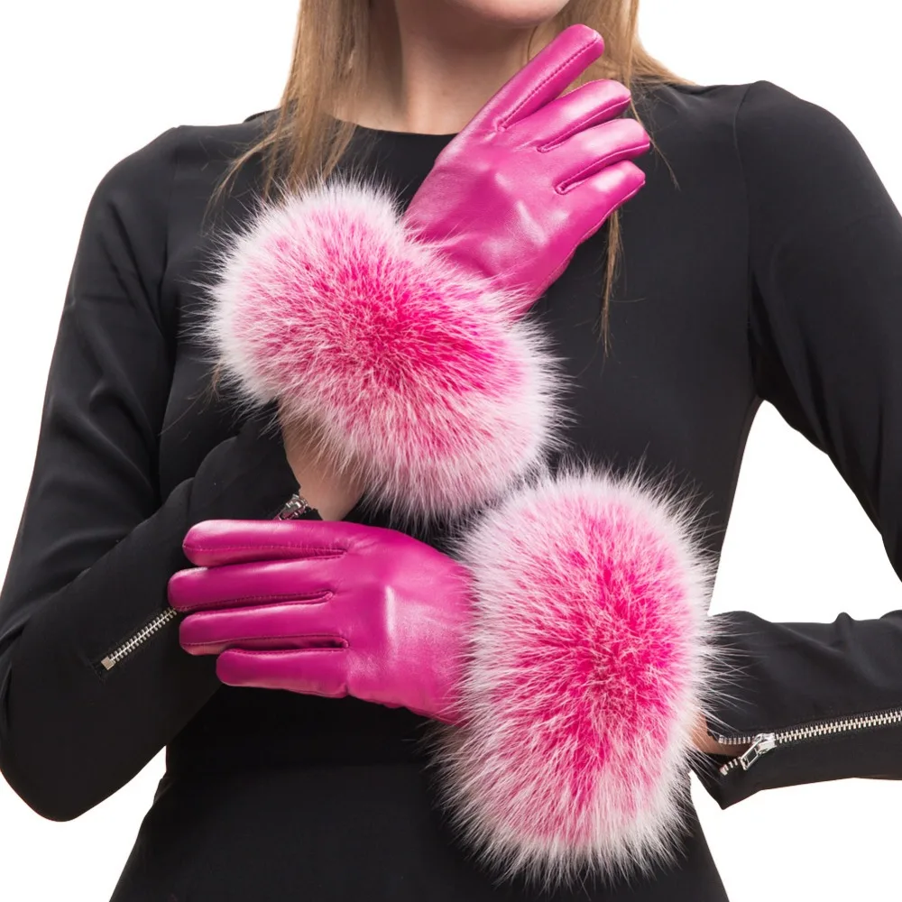 Chanel Rex Rabbit Cuff Touchscreen Sheepskin Ladies Gloves