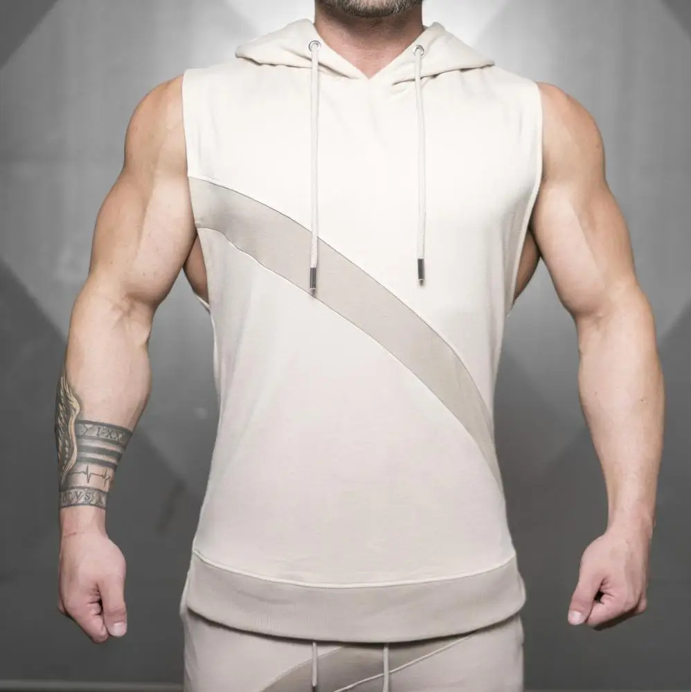 men's sleeveless training moletom com capuz