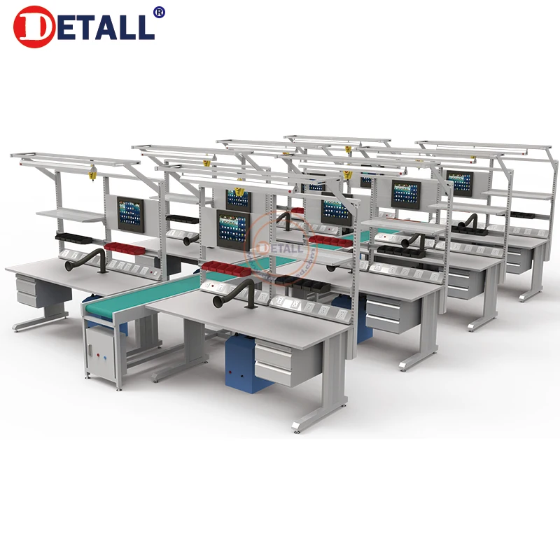 Detall Manual Production Assembly Line Working Table Belt Conveyor