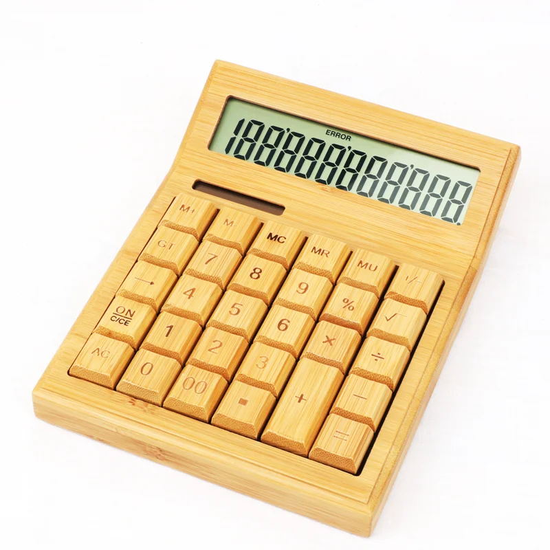 
 Ручной работы из бамбука Деревянный Будильник 12-разрядный калькулятор/по индивидуальному заказу калькулятор для офисного стола  