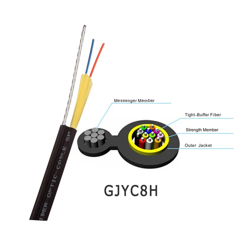 2 Core G657A1 FTTH Round Cable Outdoor Figure 8 Drop Fiber Optic Cable for Aerial