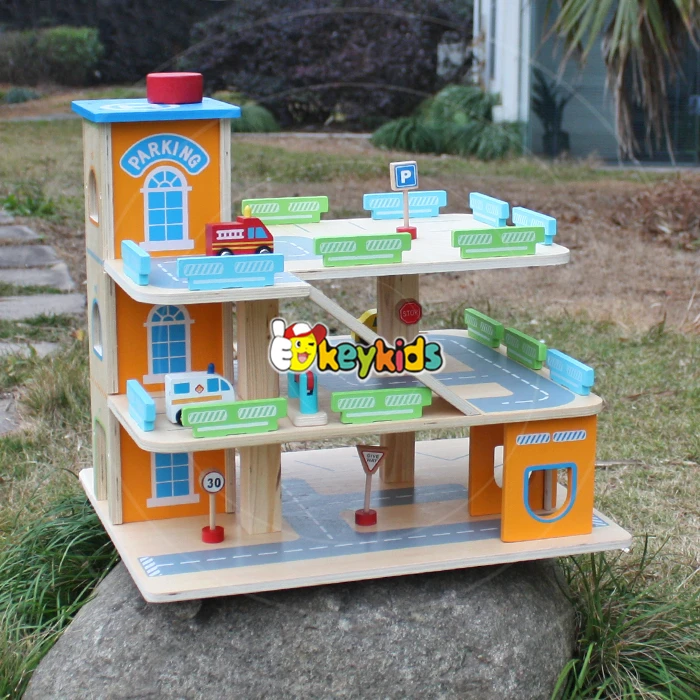2017 Wholesale Toddlers Wooden Toy Car Parking Garage New Design Kids