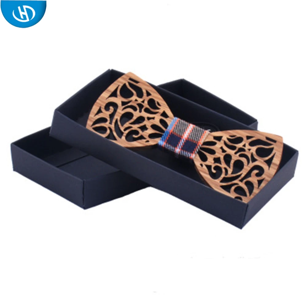 Wholesale Promotional Cheap  Party  Carved Wood Bow Tie For Man