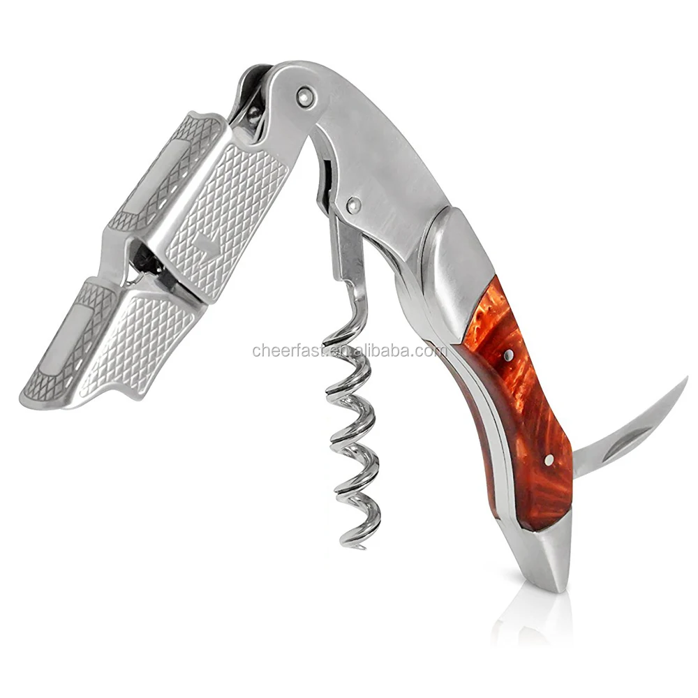 Лазерная гравировка логотипа каучуковая рукоятка красный винный штопор открывалка для бутылок из нержавеющей стали серебристого цвета винные пробки