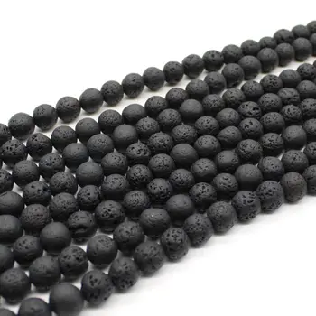 Natural Black Volcanic Lava Rock Stone Round Stone Beads Wholesale DIY for Jewelry Bracelet Making