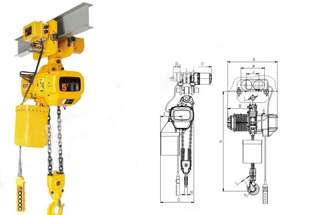 5 Ton New Electric Hoist with Electric Beam Trolley G80 Alloy Steel Chain CE Certified for Restaurant Use