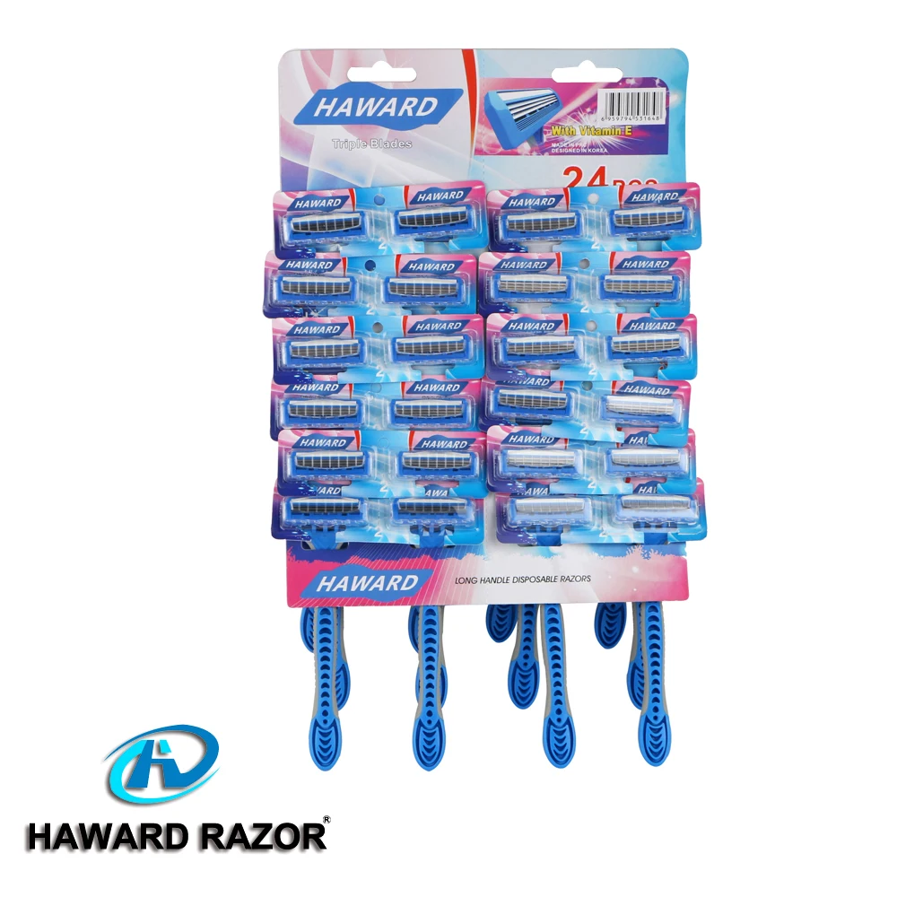 LOW MOQ Triple Blade with Pivoting Head Disposable razor