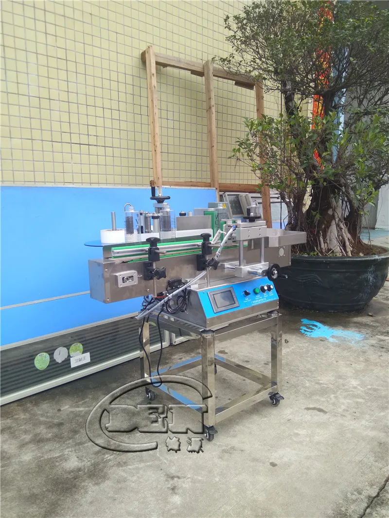 Настольный, автоматический стикер для жидкого мыла, автоматическая система очистки воды для наклеивания этикеток на круглые бутылки с точечной фиксацией машины 2 боковых с кодирующим устройством