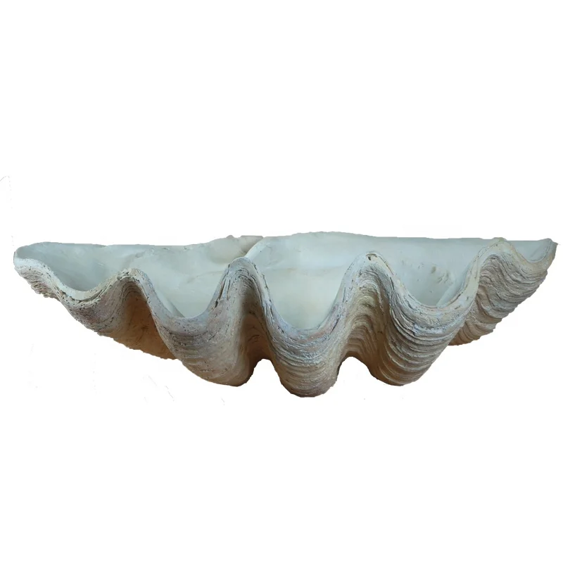 Decorative Giant Clamshell Plate Resin Seashell Sculpture Decor