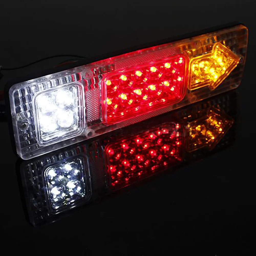 2PCS 19 LED Car Truck Trailer Tail Lights Turn Signal Reverse Brake Rear Lamp 