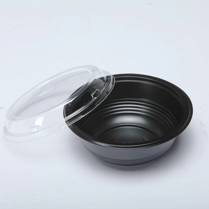 550ML Japanese Packaging Round Disposable Soup Salad Food Container Plastic Microwave Safe PP Bowl/Box With Lid