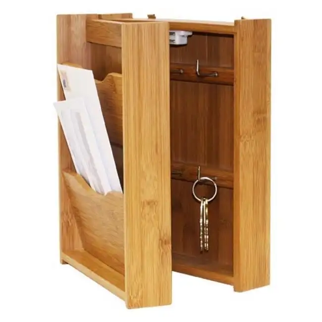 Entryway Key/Mail Holder Wall Organizer-wood Natural Letter Rack and Key Box