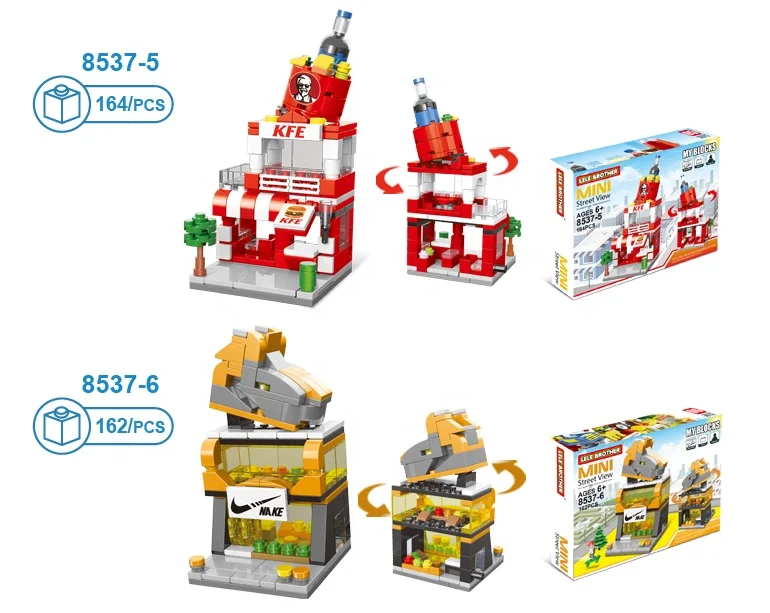 レレブラザーミニシティストリートビュー建物レンガ建築モデル建設