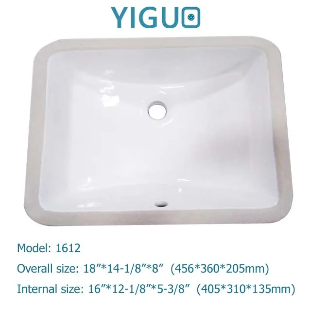 Rectangular Basin Shape and White Color Bowl Shape Porcelain Vessel Sink 1611