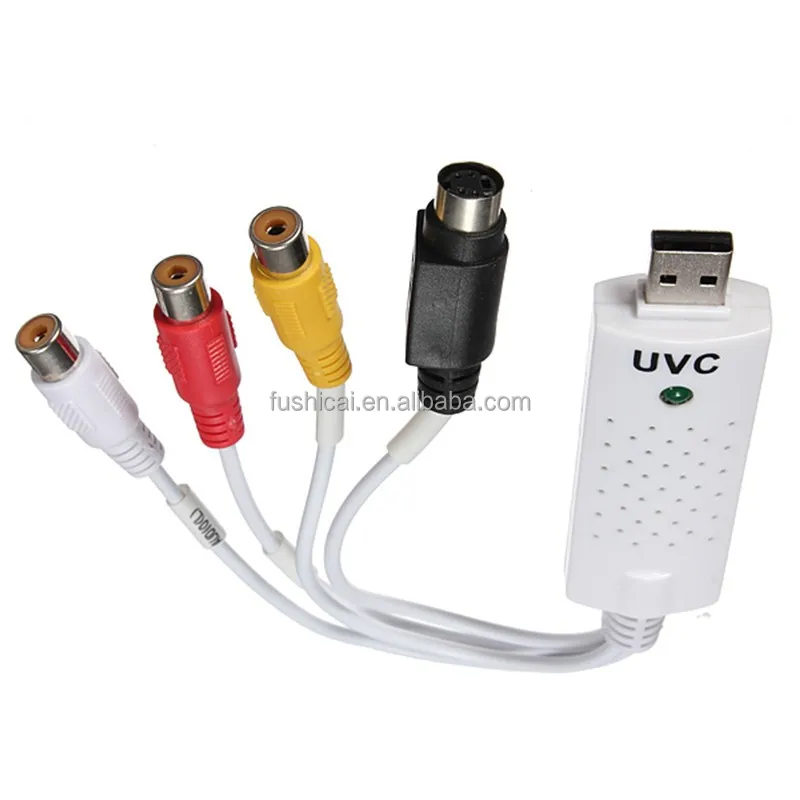 USB UVC Video Capture Card for Windows Mac Linu Rca Vhs Hi8 Camcorder  to Pc Stereo Audio for Laptops
