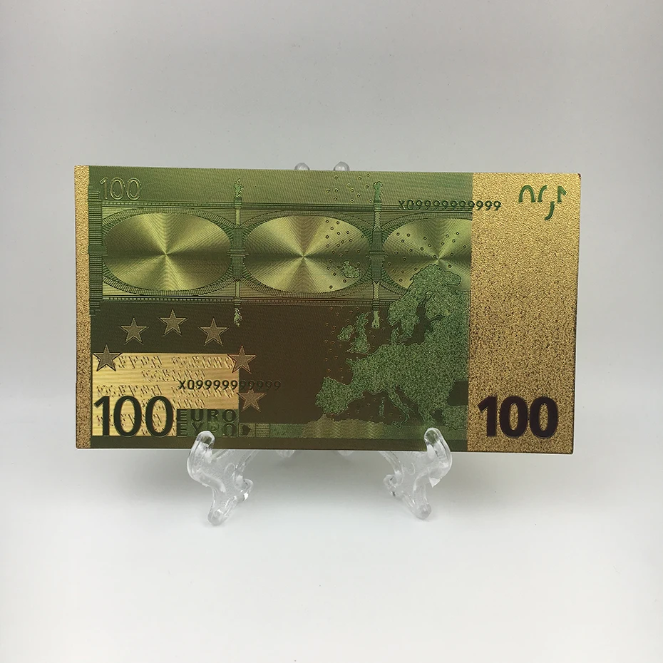 유럽 애국심 선물 999 골드 도금 100 유로 지폐 돈 홈 장식