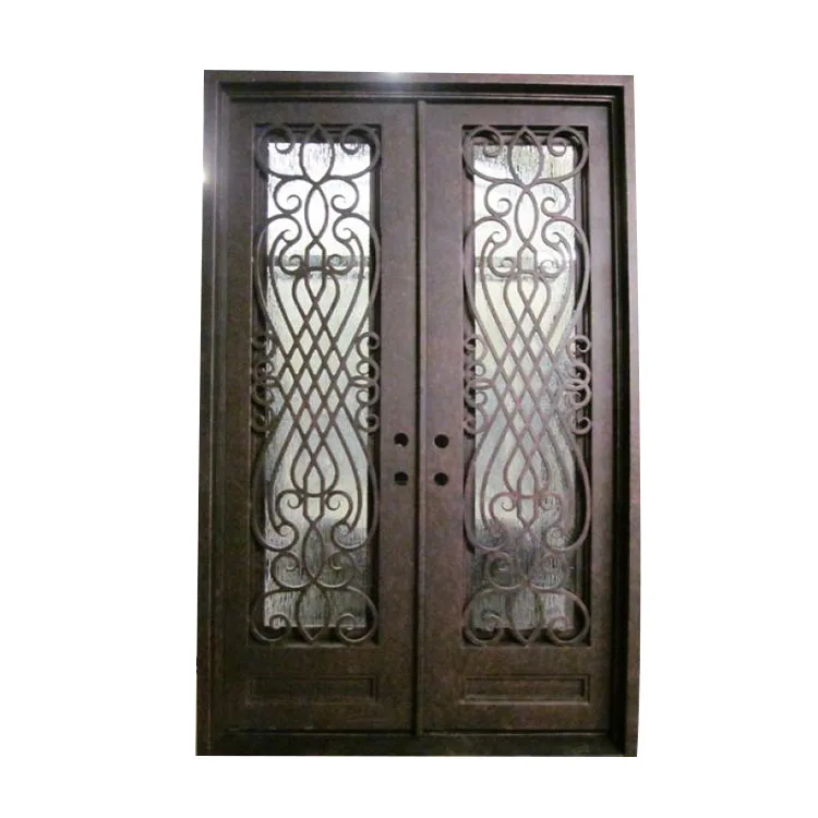 Latest Double Security Wrought Iron Door and Glass