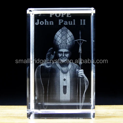 3D laser kristal ambachten met PAUS Johannes Paulus II Rome Katholieke Kerk