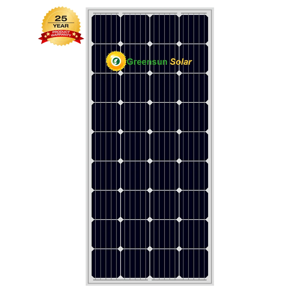 Greensun Mono PV 24v 160Watt 170wp 180w 190wp 12 volt solar panels for solar system
