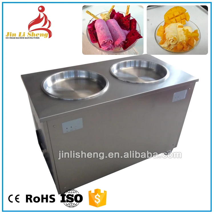 Customized Double Pan Rolled Ice Cream Machine with 10 Bowls Manufacturers  and Factory - Cheap Price Double Pan Fried Ice Cream Machine - Yogemann