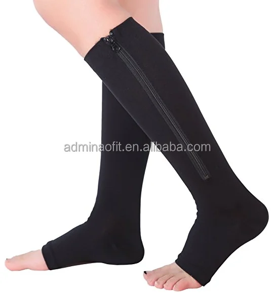 Легко Вкл/Выкл 15-20 мм рт медицинский с открытым носком для медсестры на молнии Компрессионные носки от варикоза вен, отеки, однако отеки болях ног