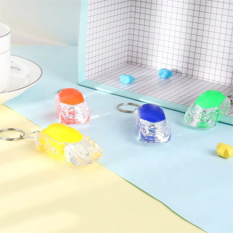 Car Shaped Keychain Flash Light Led Toy Car Uv Light Electronic Key Chain