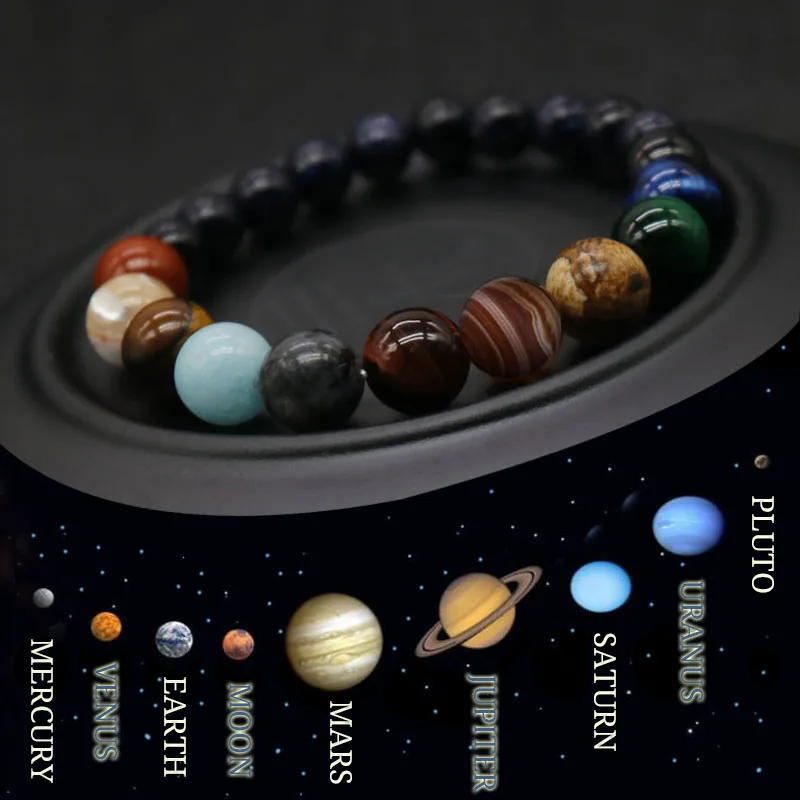 2019 Fashion New Eight Planet Pearl Men's Natural Stone Bracelet