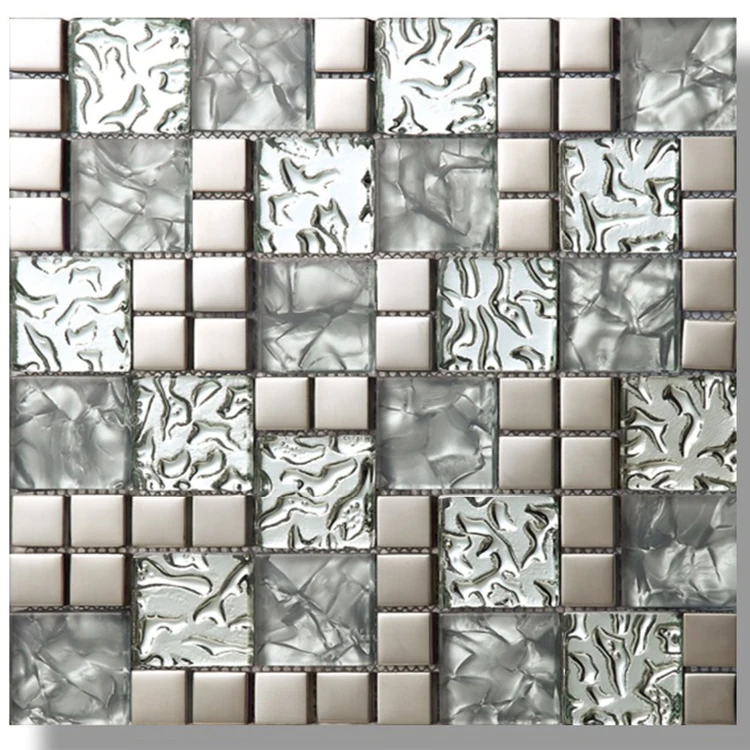 Mosaic Tile Orange Lightning Design Mixed Silver Glass Tile for Kitchen Backplash Bath Wall