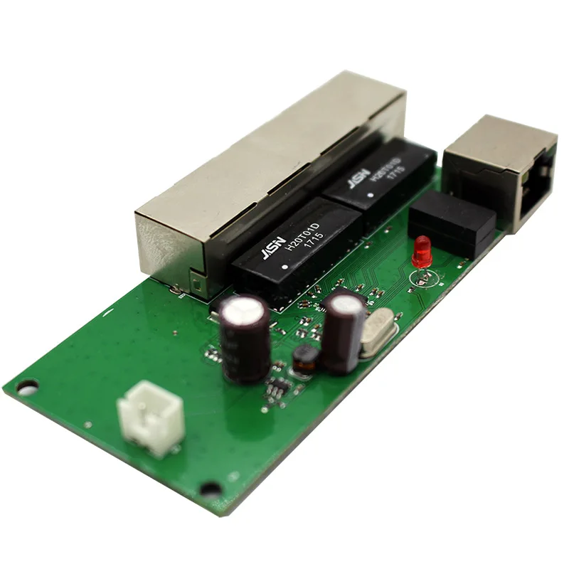 Realtek оригинальный чип 5 rj45 со светодиодным неуправляемым разъемом plug n play 4 + 1 порт, мини-переключатель данных сети 12 В, Лучшая производительность дизайна