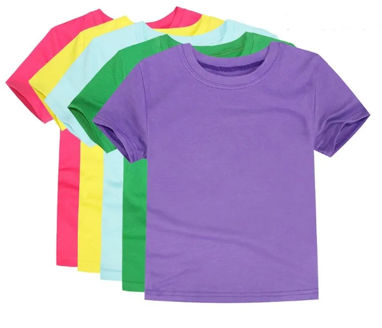 Модная дешевая однотонная белая детская футболка из 100% хлопка с коротким