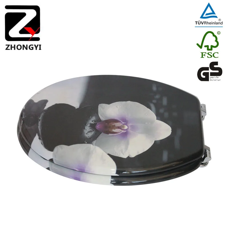 Professional MDF Design Printing Flower Toilet Seat