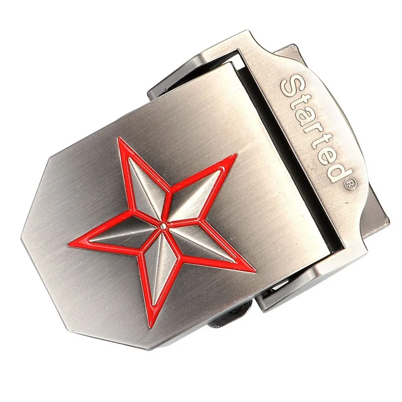 Slider Style Custom Embossed Logo Alloy Adjustable Automatic Belt Buckle