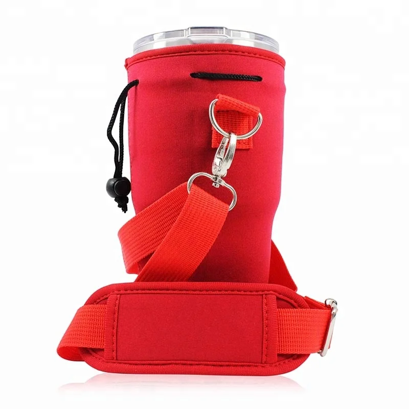 Custom Designed Neoprene Shoulder Carry Pouch for Water Bottles Cup Covers