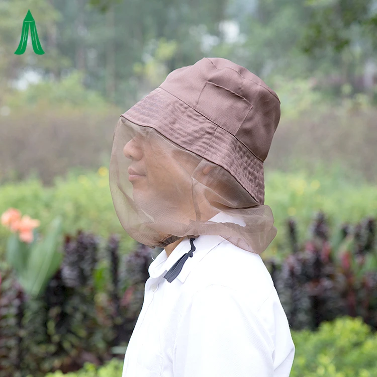 Mosquito Head Net Treated Customized Full Cover Protected Polyester Mosquito Net Hat
