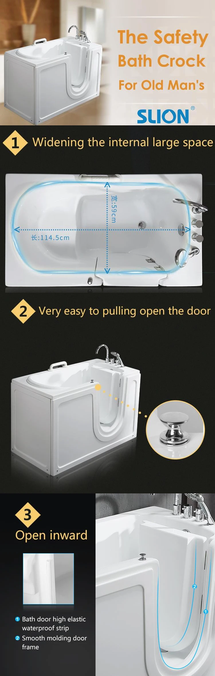 SL9149(00) ABS Walk In Bathtub supplier
