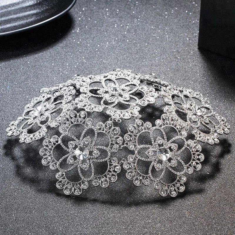 Винтажные серебряные конкурсные круглые короны со стразами Цветочные Свадебные украшения для волос свадебный головной убор Тиара
