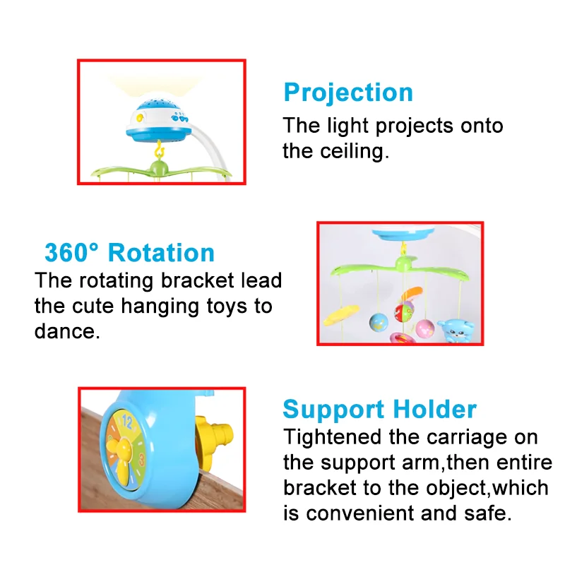 Высококачественный электрический проекционный милый детский музыкальный колокольчик