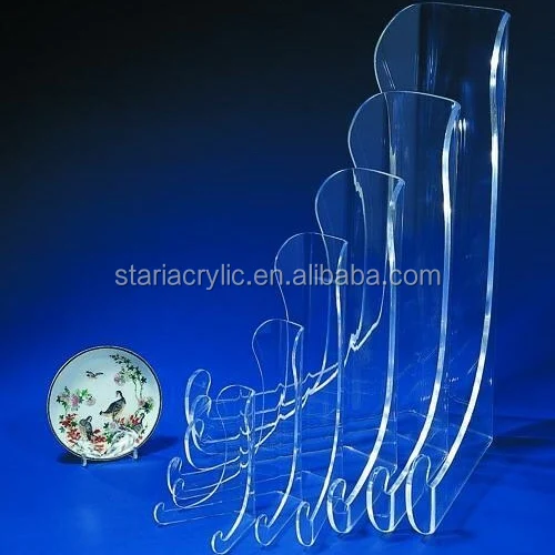 Acrylic Display Stand Easel for Coins Bowls Clear Acrylic Platter Stands Plastic Plate Display Easel Stand