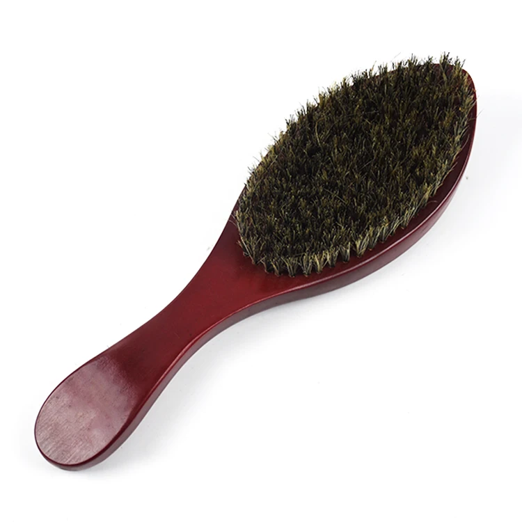 Custom Men's Grooming Beard Brush New Design Wooden Wave Brush 360 Curved Medium Hard Boar Bristle Brush