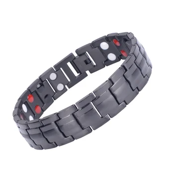 Men Black Titanium Energy Bracelets IONS FIR Therapy Health Wristband