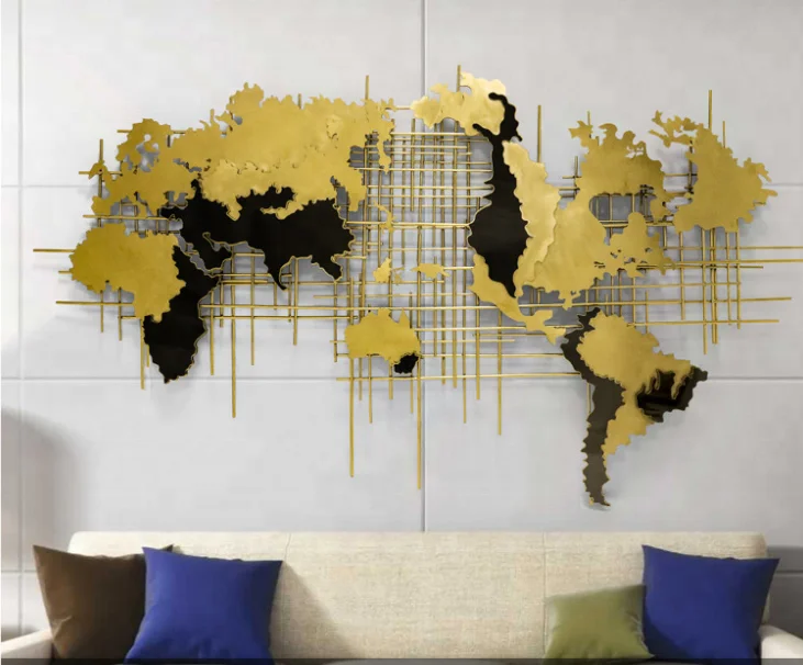Metal wall decoration - World map - Flower - Harmonie Design
