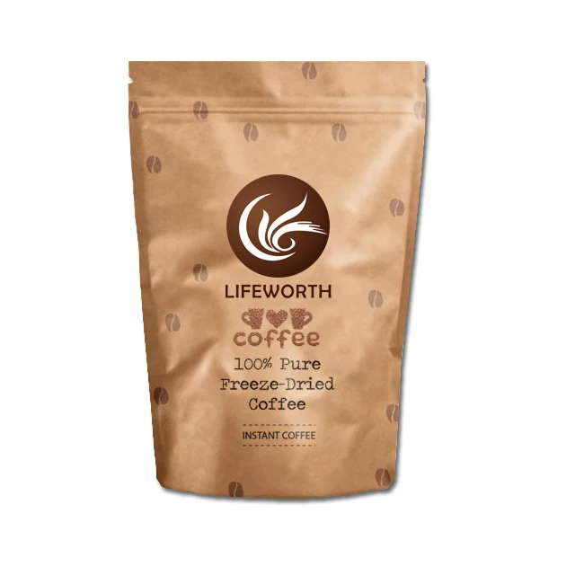 LIFEWORTH Decaffeinated Freeze Dried Instant Coffee Powder - Low Acid Soluble - Private Label OEM Bulk Supply