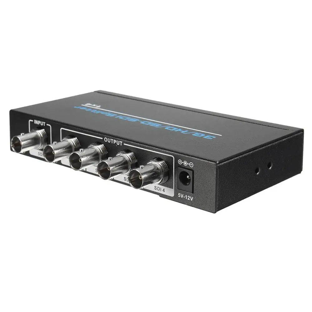 1x4 3G-HD SD-SDI Video Splitter BNC 1 in 4 Out Distributor 1920-1080p for Projector Monitor CCTV Camera Distribution Amplifier