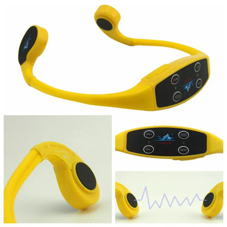 Водонепроницаемая беспроводная гарнитура для плавания с костной проводимостью и регулировкой громкости