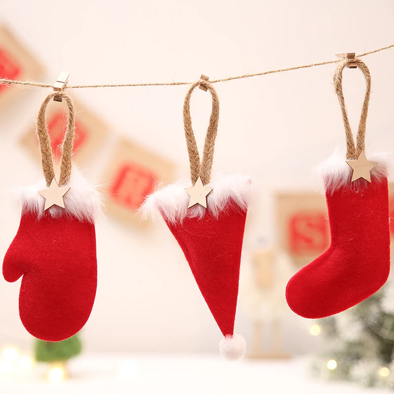 Factory Direct Wholesale Felt Tree Santa Claus Boot Glove Sock Gift hang Tags With Custom Label